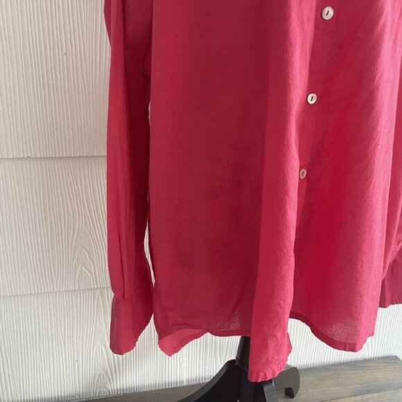Natural Life Hot Pink Oversized Button-Down Collared Lagenlook Women Size M (Y5) - Picture 3 of 13